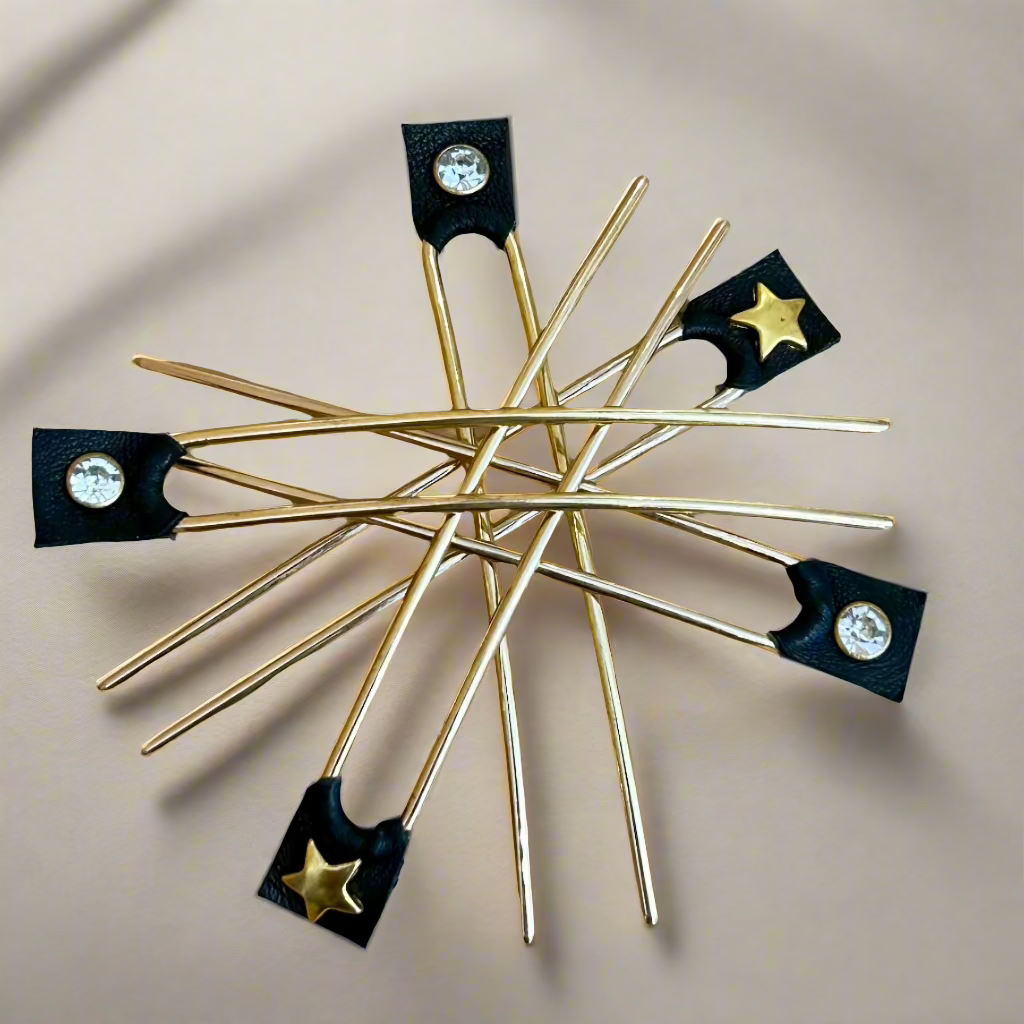 Hide & Stone Hair Pin