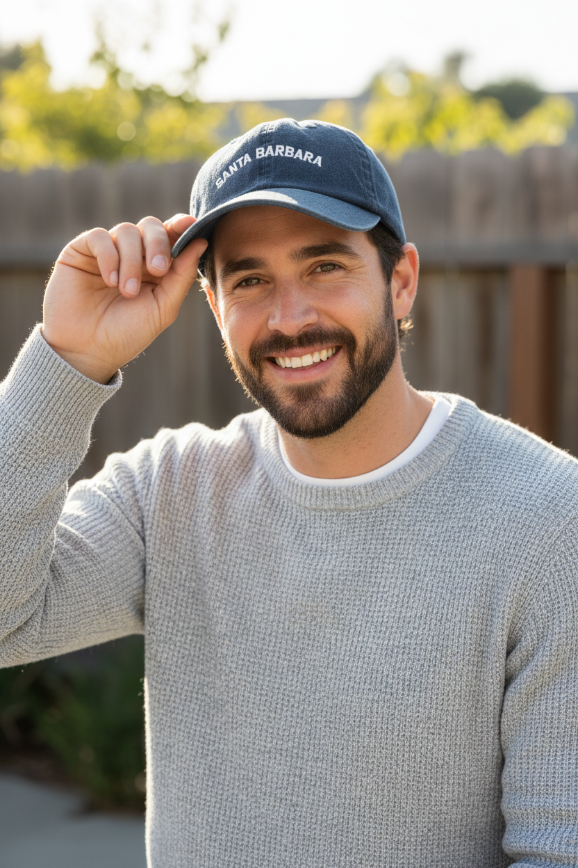 Santa Barbara Embroidered Denim Cap