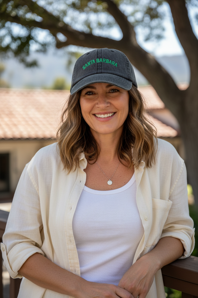 Santa Barbara Embroidered Denim Cap