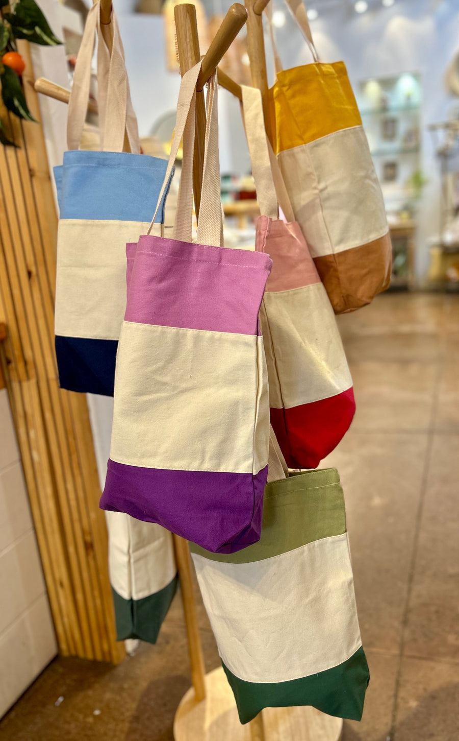 Happy Striped Tote Bag