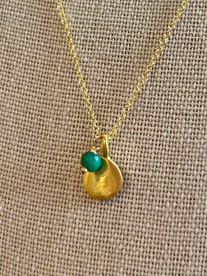 Small Tab w/ Little Emerald Necklace, view 3