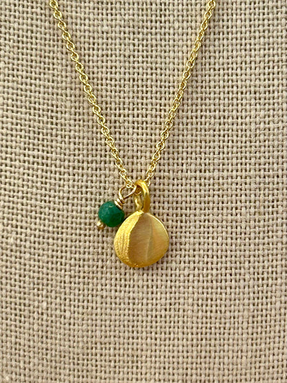 Small Tab w/ Little Emerald Necklace, view 2
