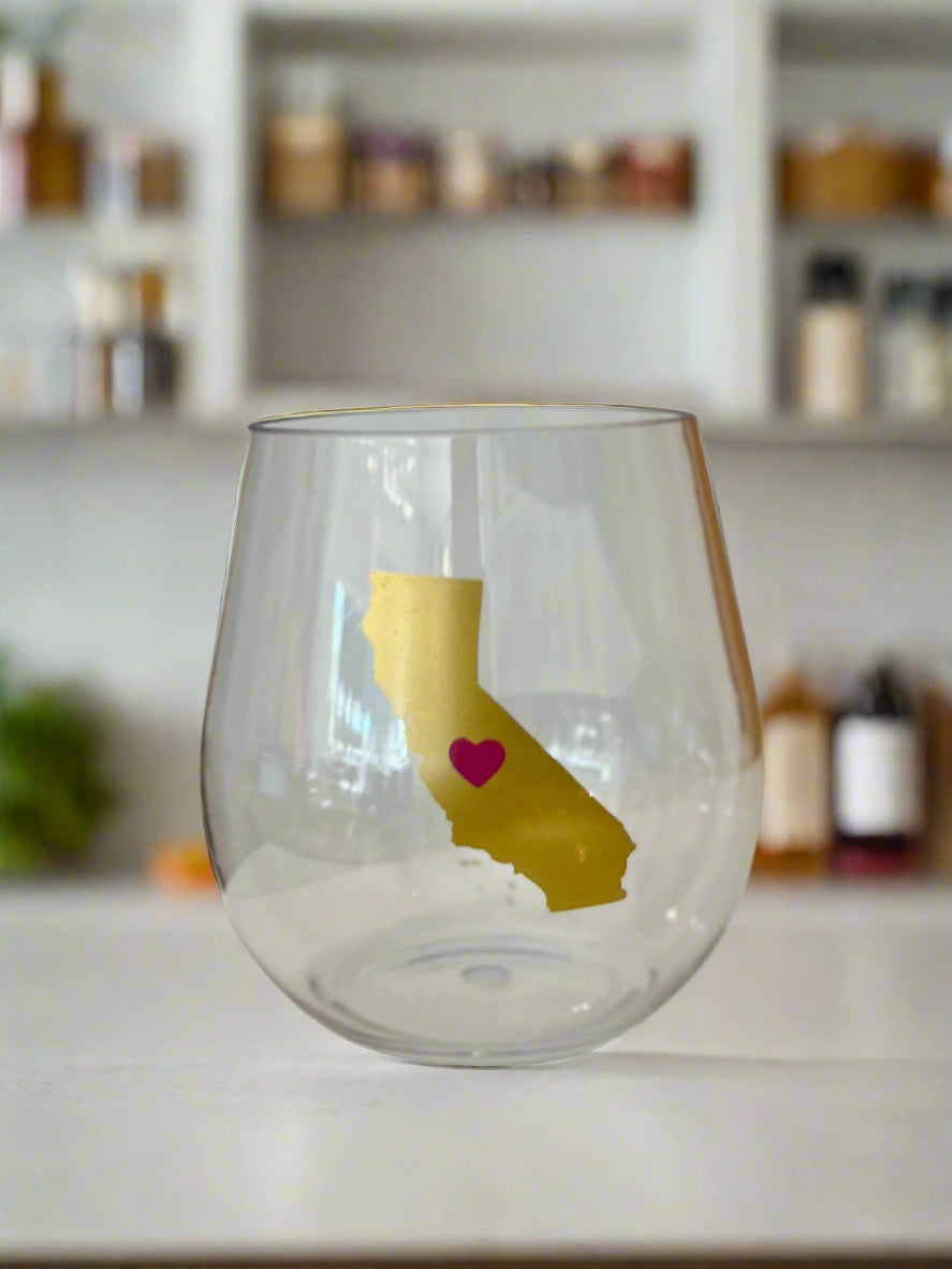 CA Heart Wine Glass