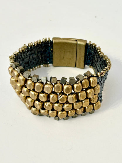 Large Bronze & Pyrite Bracelet