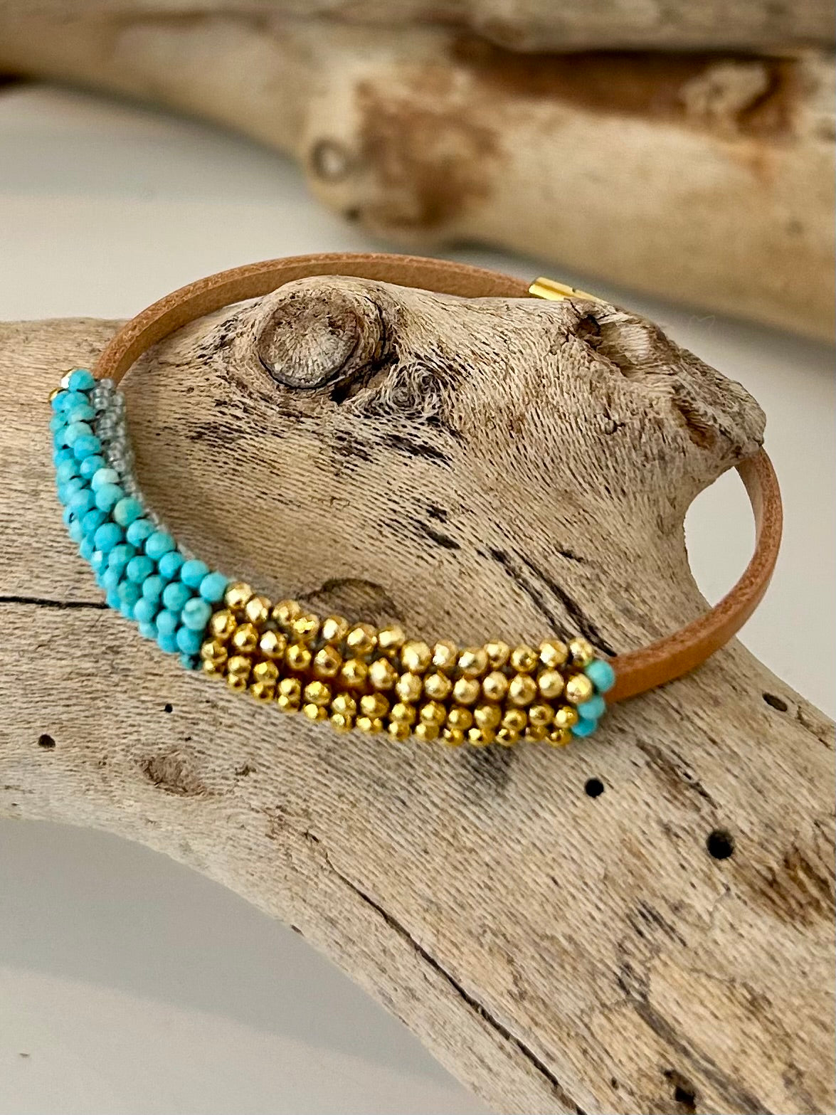 Pyrite & Turquoise Bracelet, view 2