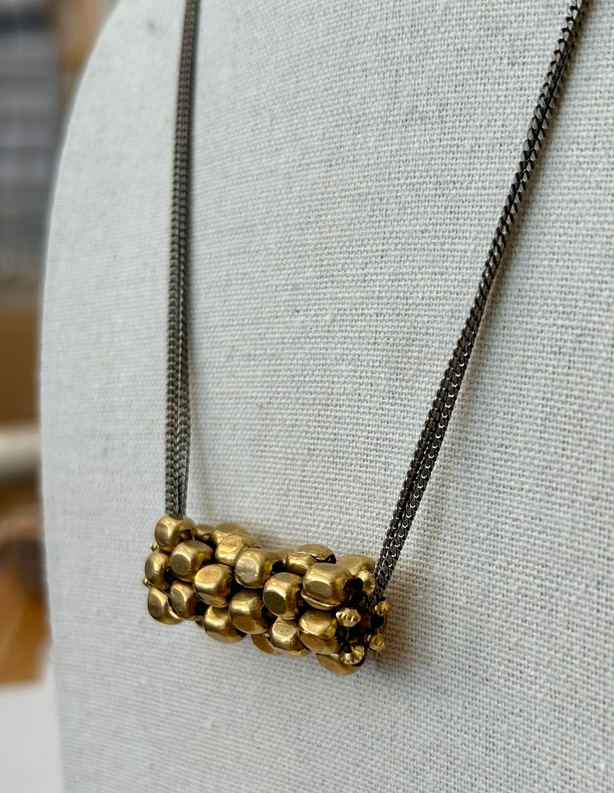 Bronze Cubes Necklace, view 3