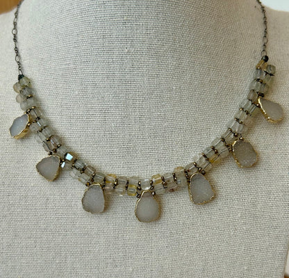 Topaz & Druzy Necklace, view 3