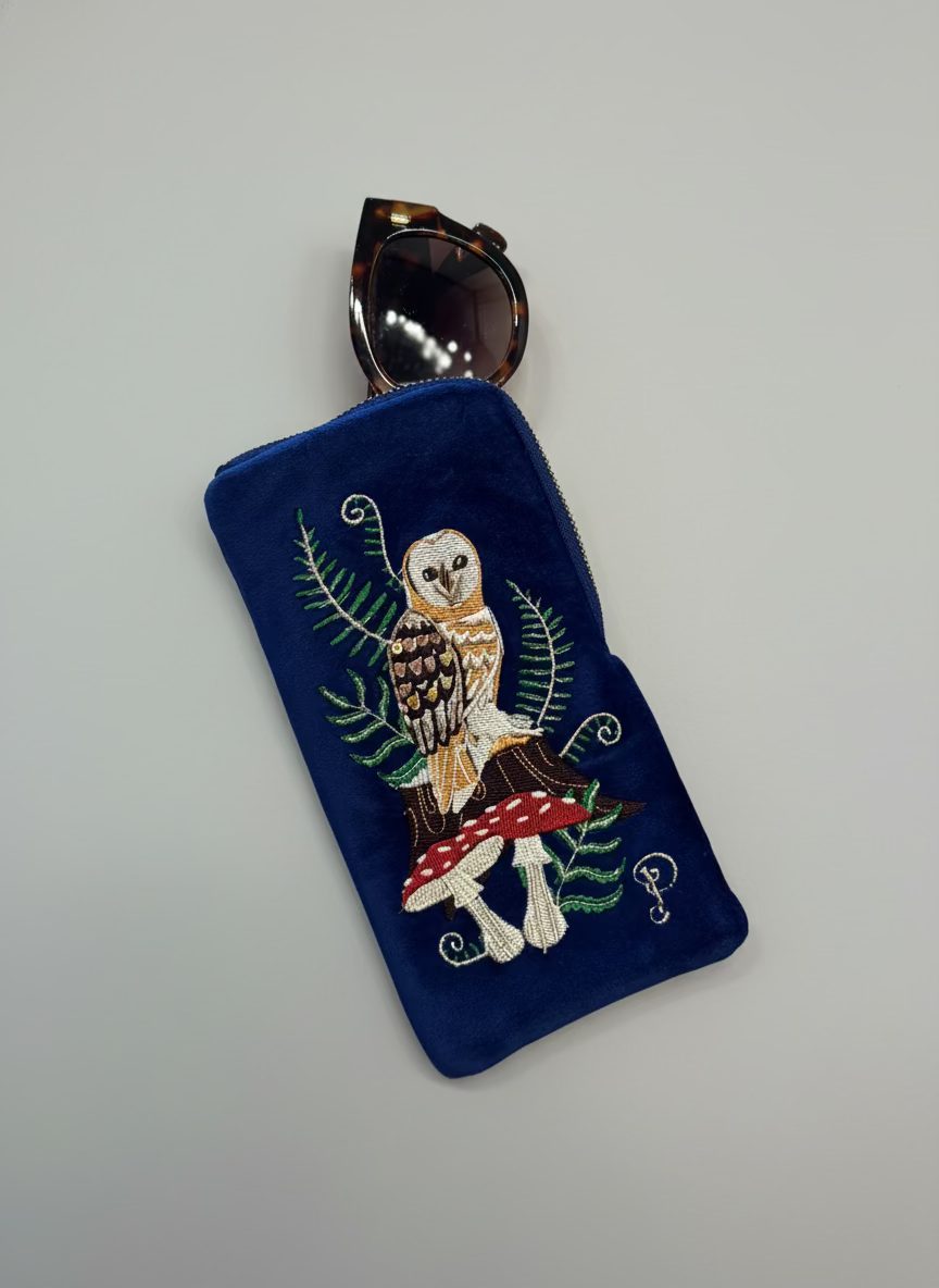 Velvet Embroidered Glasses Pouch