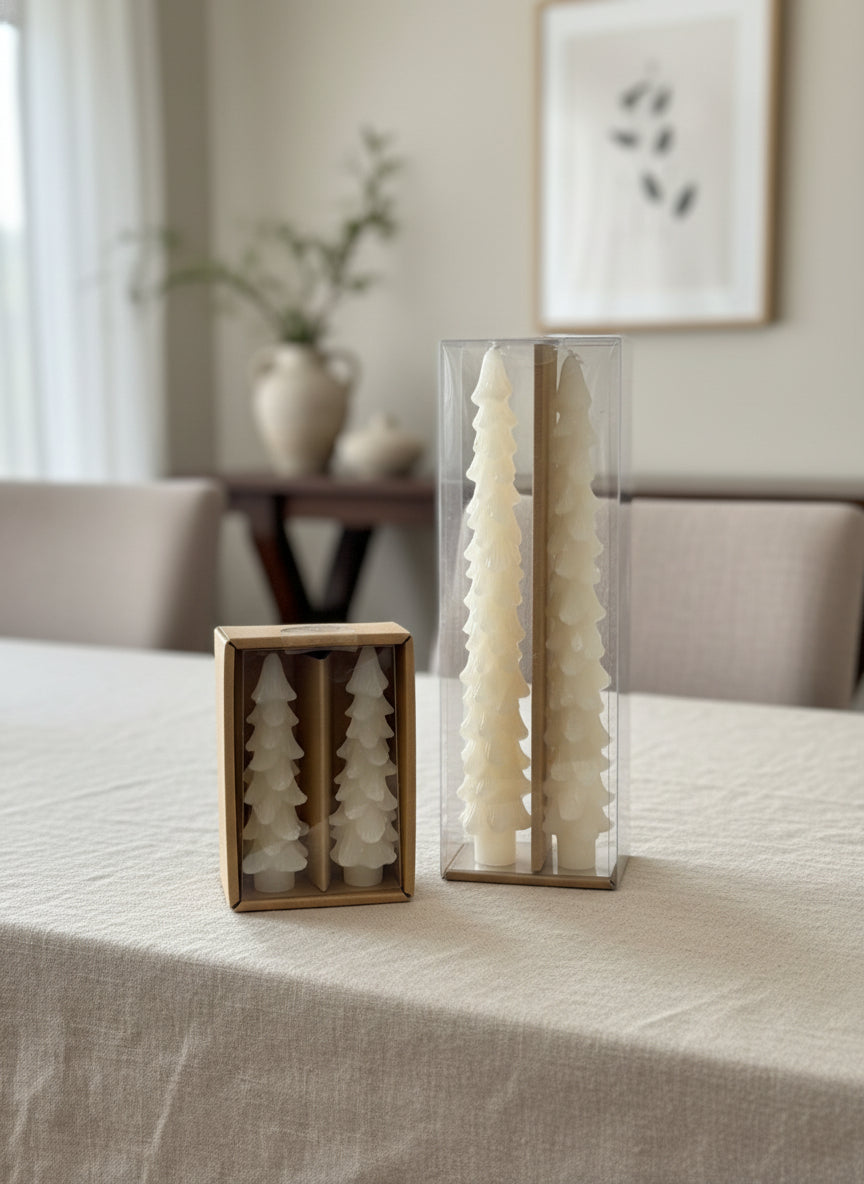 Tree Shaped Taper Candles, Set of 2