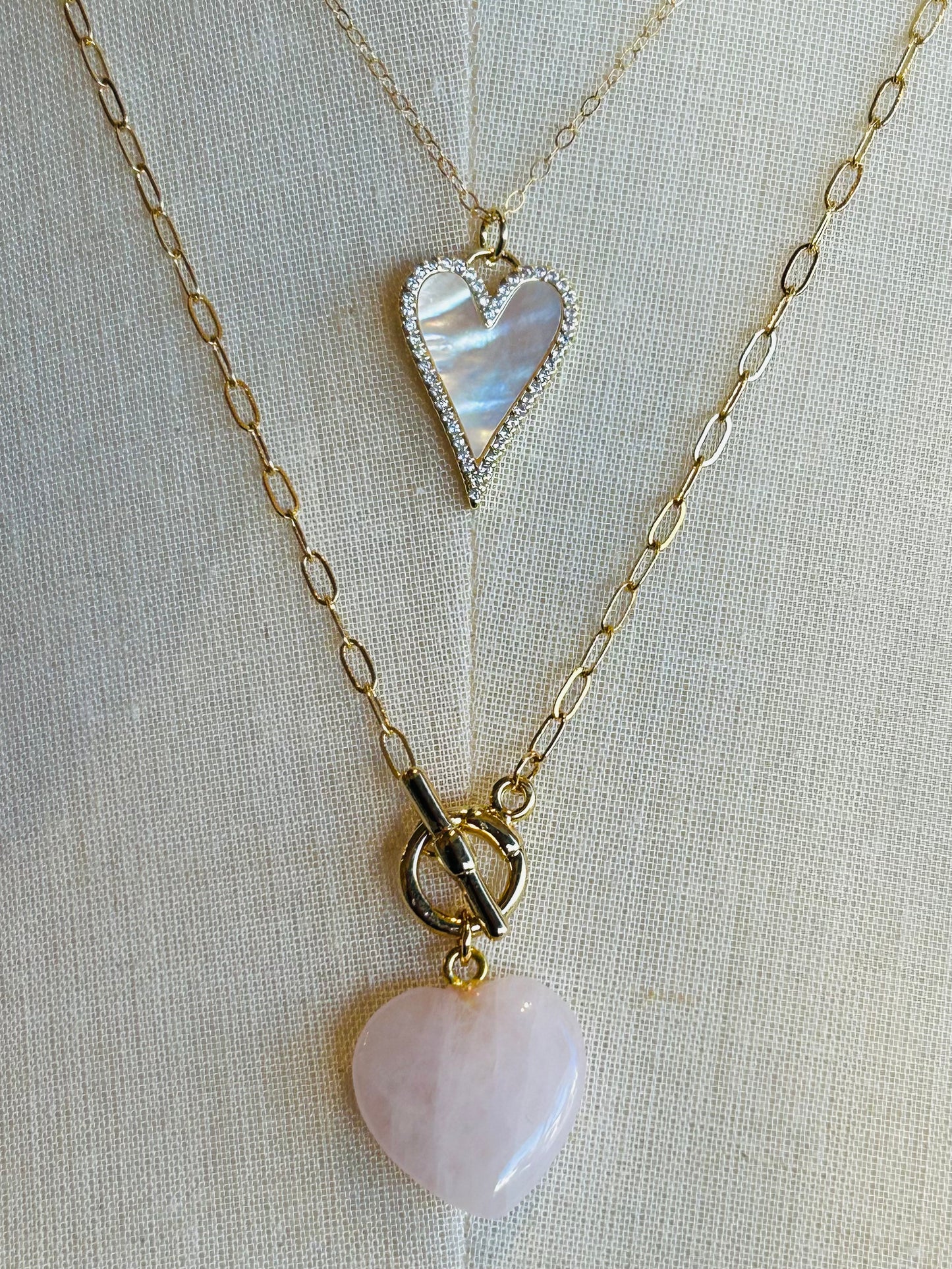 Rose Quartz Heart with Toggle Clasp