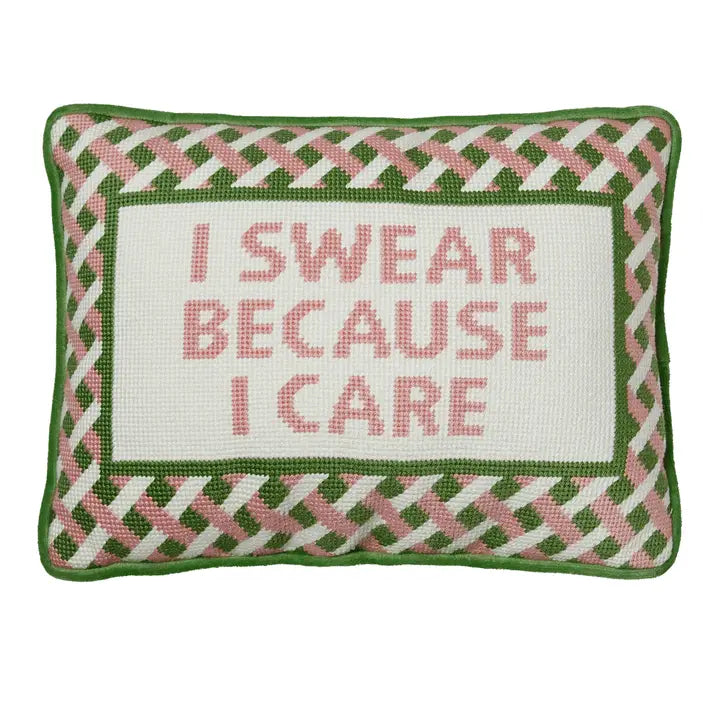 I Swear Embroidered Pillow