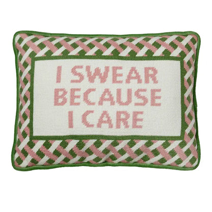 I Swear Embroidered Pillow