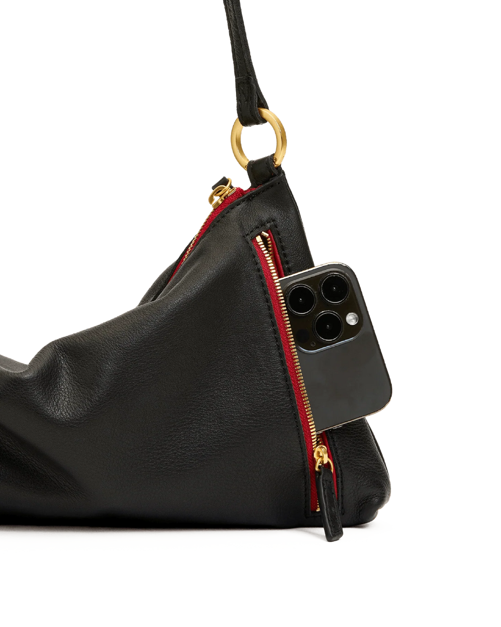 Kyle Med Black/Brushed Gold Red Zip