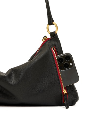 Kyle Med Black/Brushed Gold Red Zip