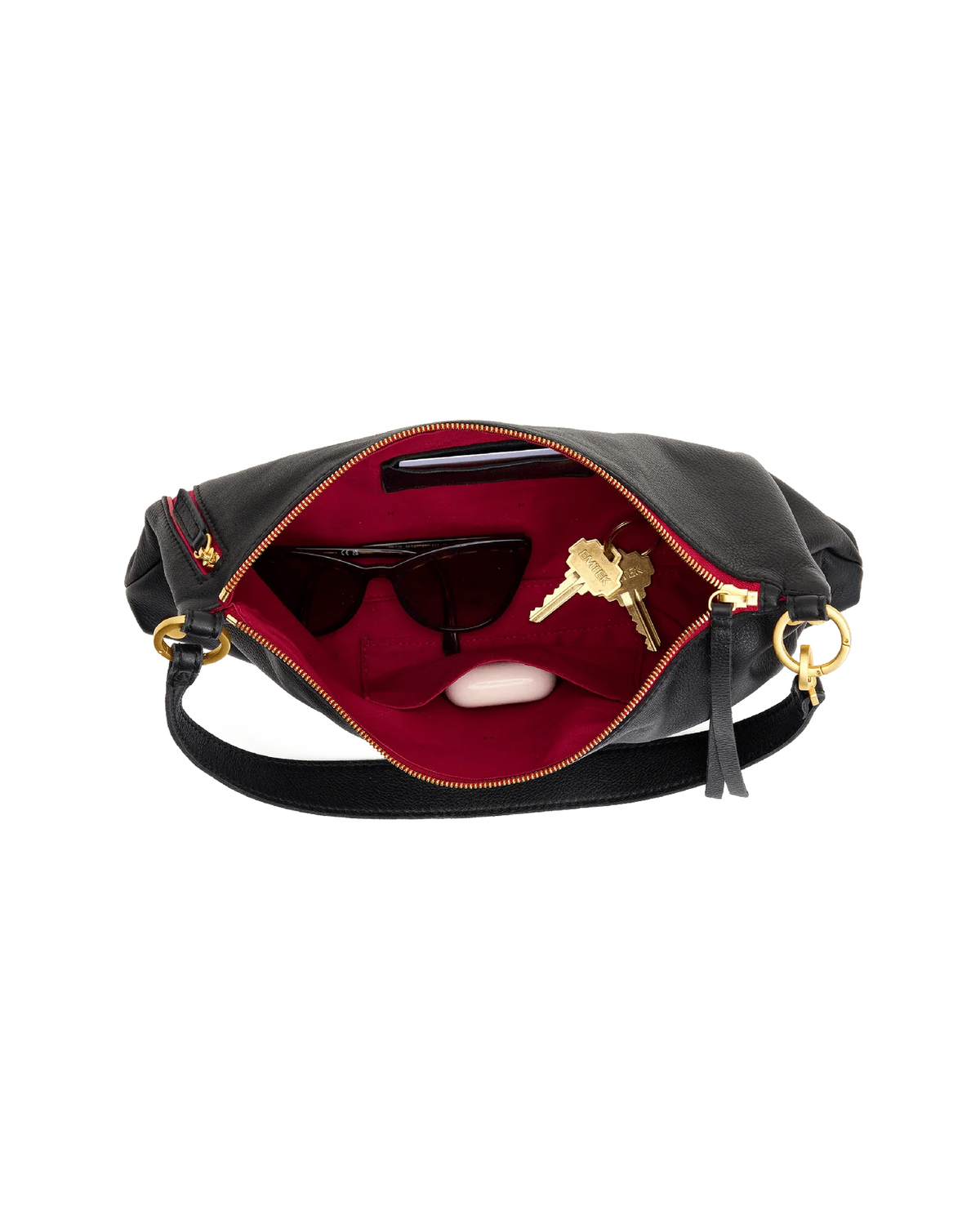 Kyle Med Black/Brushed Gold Red Zip