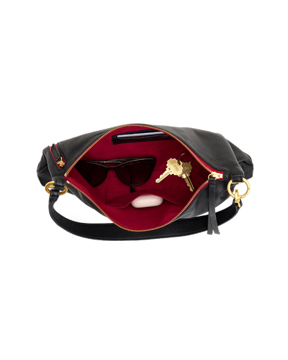 Kyle Med Black/Brushed Gold Red Zip