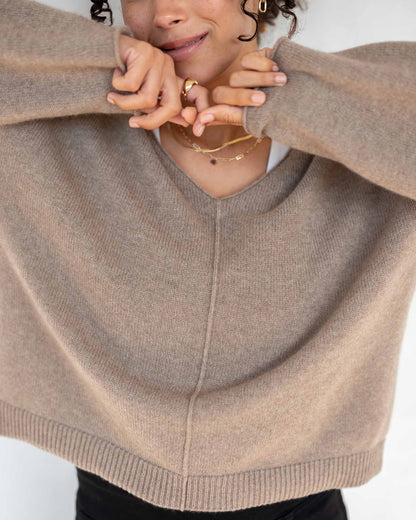 Lugano Cashmere V-Neck Sweater, view 3