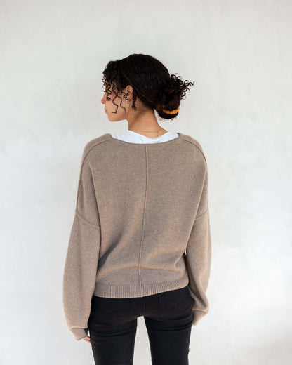 Lugano Cashmere V-Neck Sweater, view 4