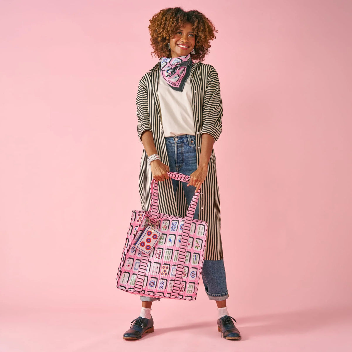 Mahjong Reversible Quilted Tote Bag, view 3