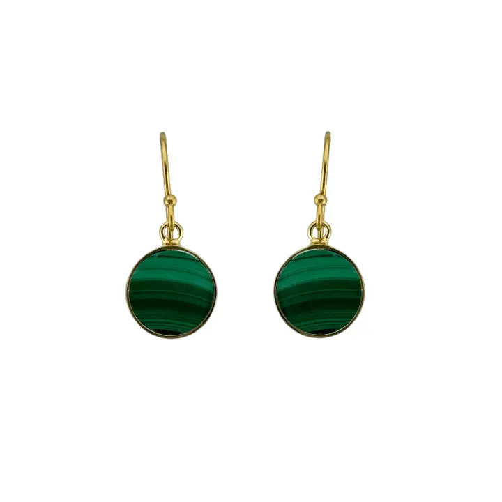 Malachite Coin Earrings