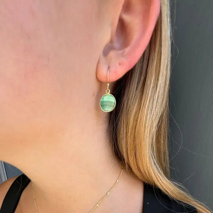 Malachite Coin Earrings