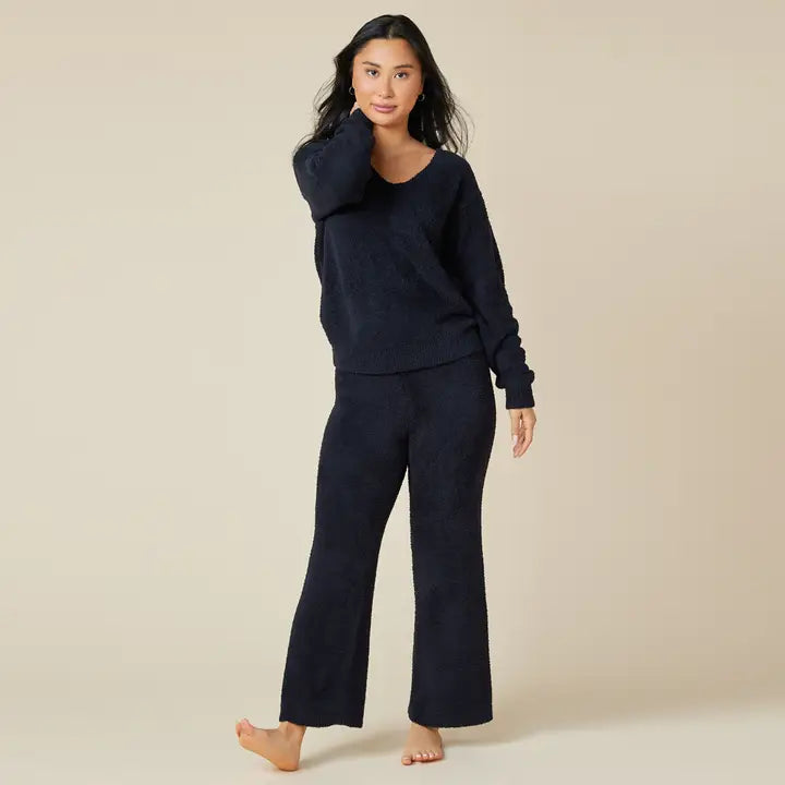 Solid Marshmallow V-Neck Lounge Set, view 3