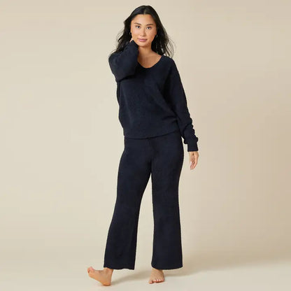 Solid Marshmallow V-Neck Lounge Set, view 3