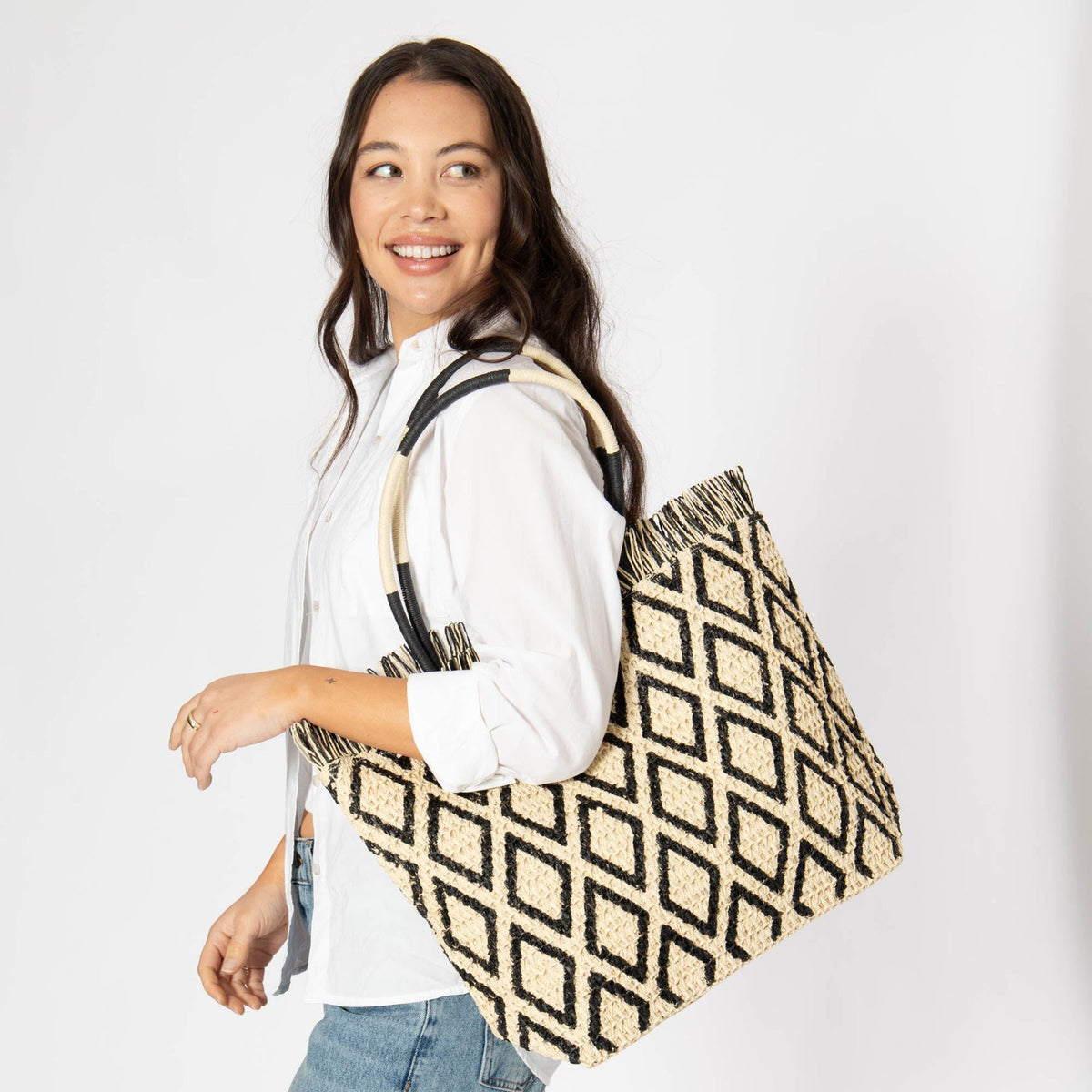 Martina Crochet Diamond Tote, view 3