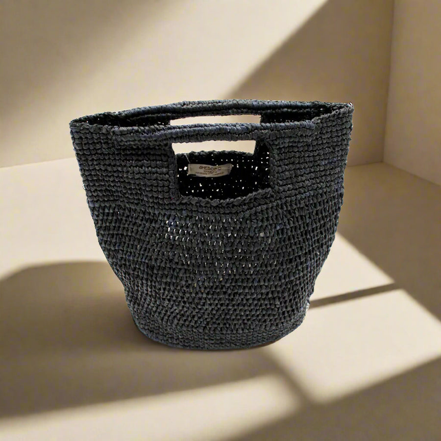Mini Concon Crochet Straw Basket, view 3, styled