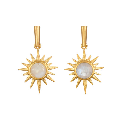 Moonstone Sunburst Earrings, view 2