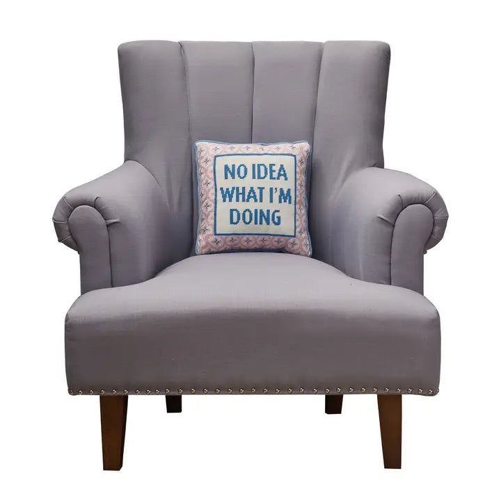 No Idea Embroidered Pillow, view 2, styled