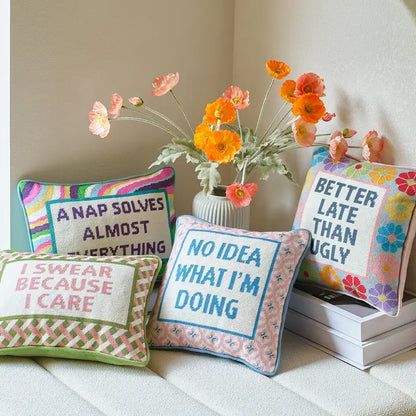 No Idea Embroidered Pillow, view 3