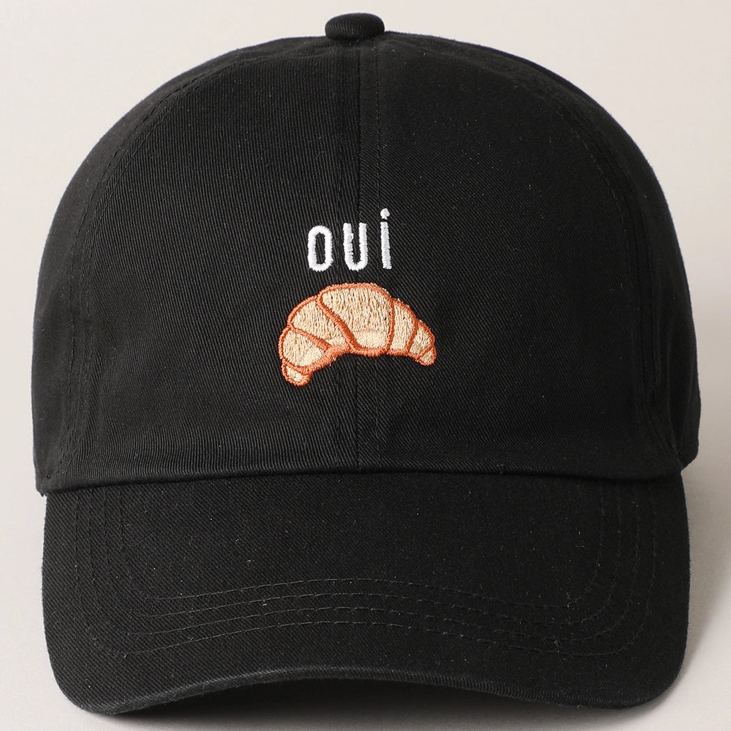 Oui Croissant Embroidered Baseball Cap