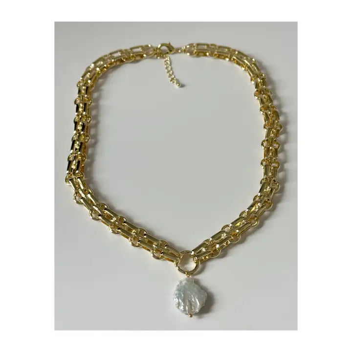 Ovo Pearl Chain Link Necklace
