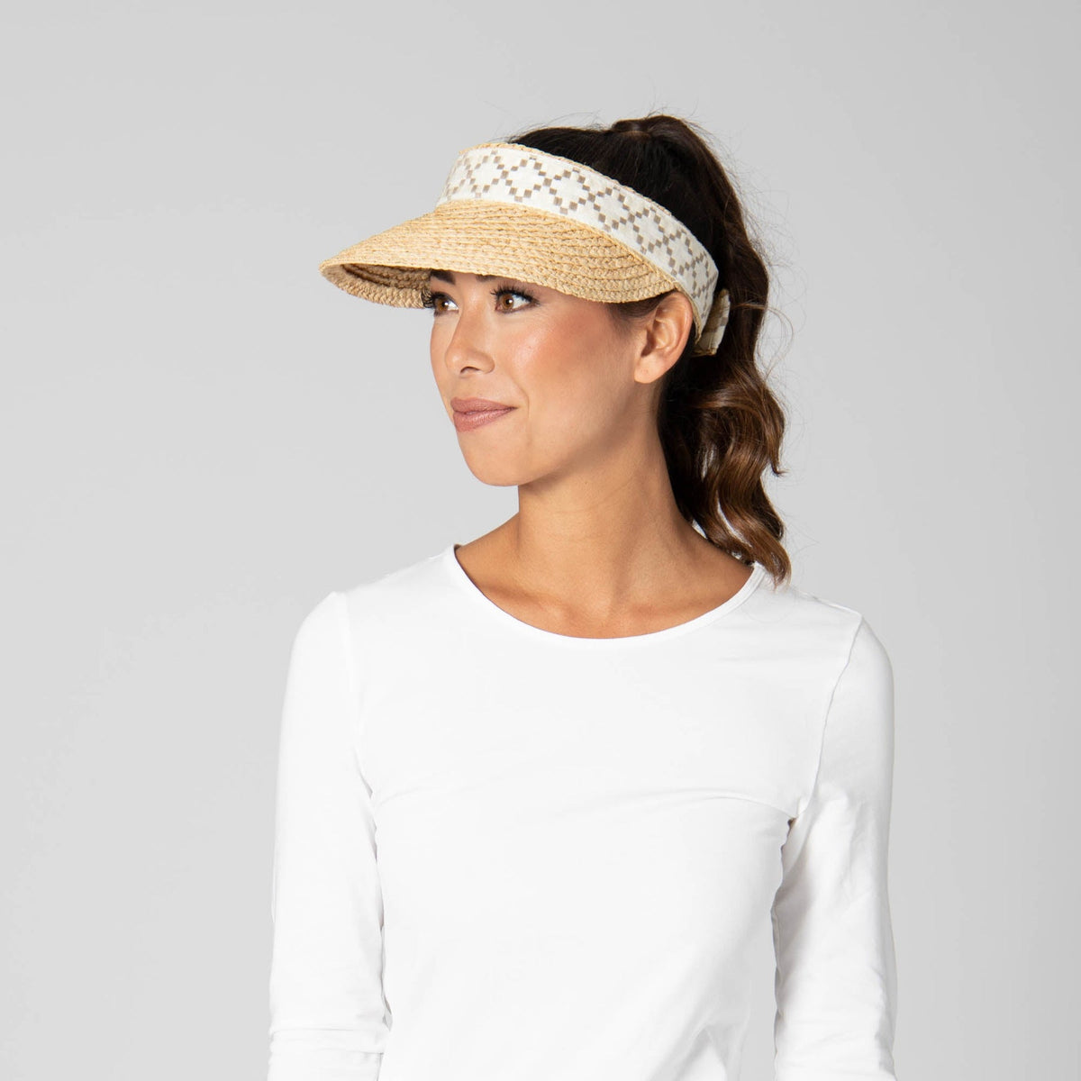 Past Noon - Raffia Braid Visor, view 3