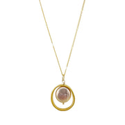 Open Circle Pink Pearl Necklace