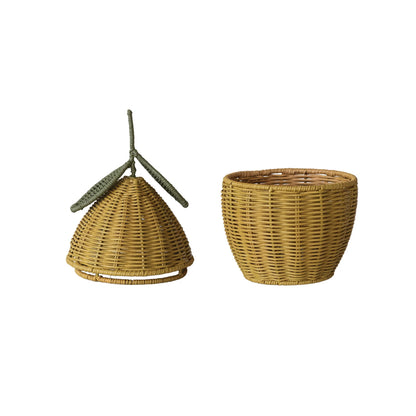 Rattan Lemon Shaped Basket, view 3