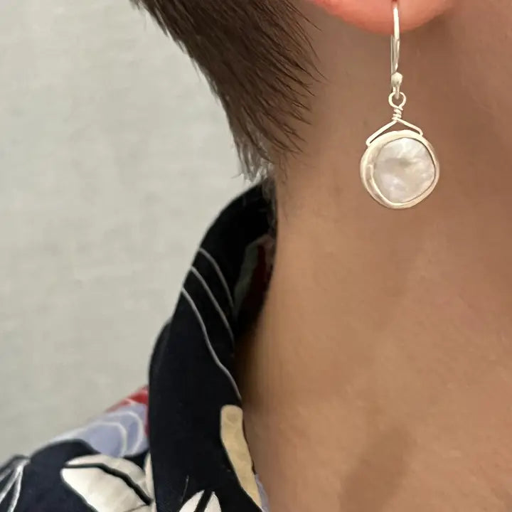 Round Pearl Earrings, view 2