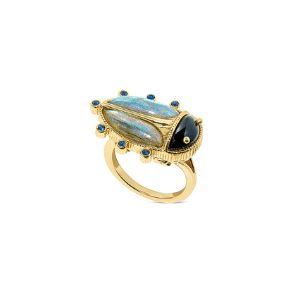 Scarab Ring Labradorite/Agate
