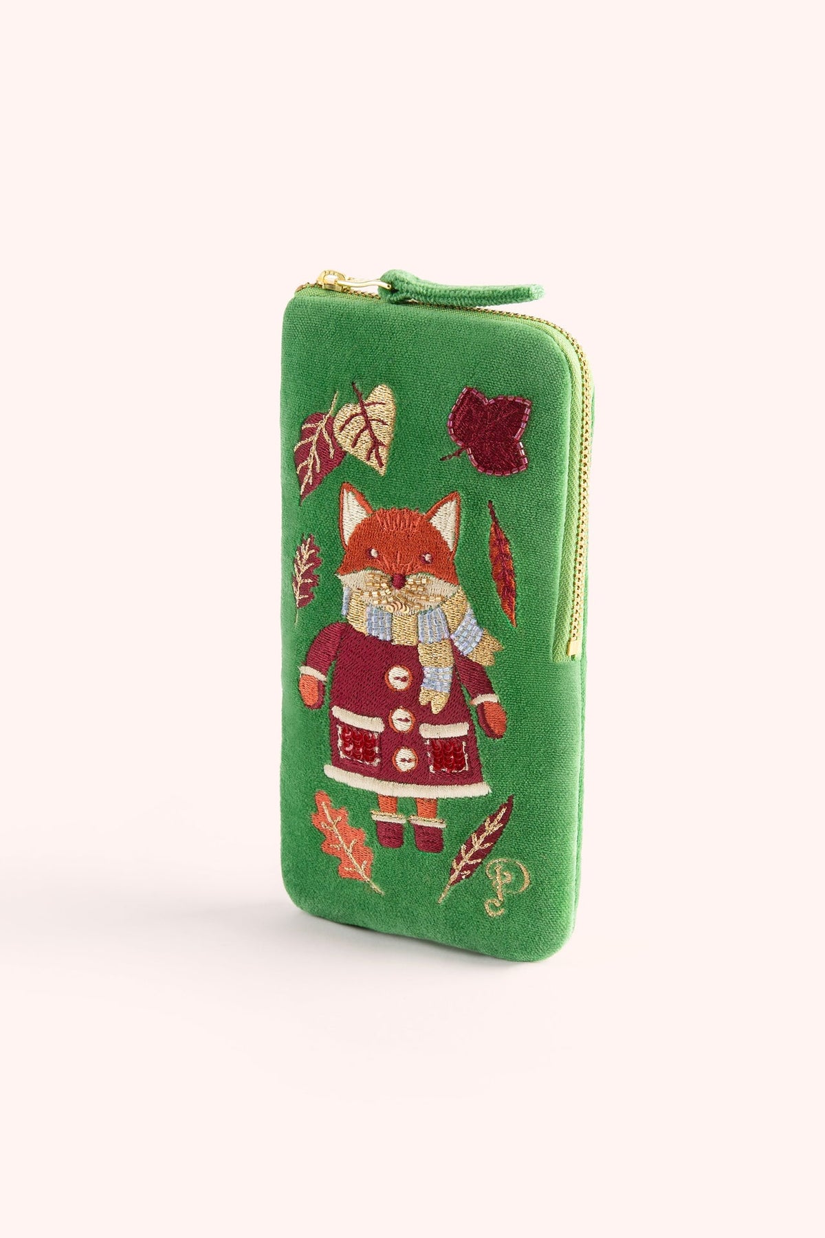 Velvet Embroidered Glasses Pouch, view 3