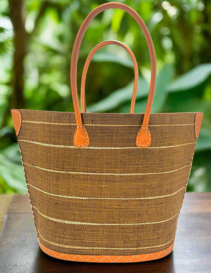 Santa Cruz Pin Stripes Small Straw Bag, view 4