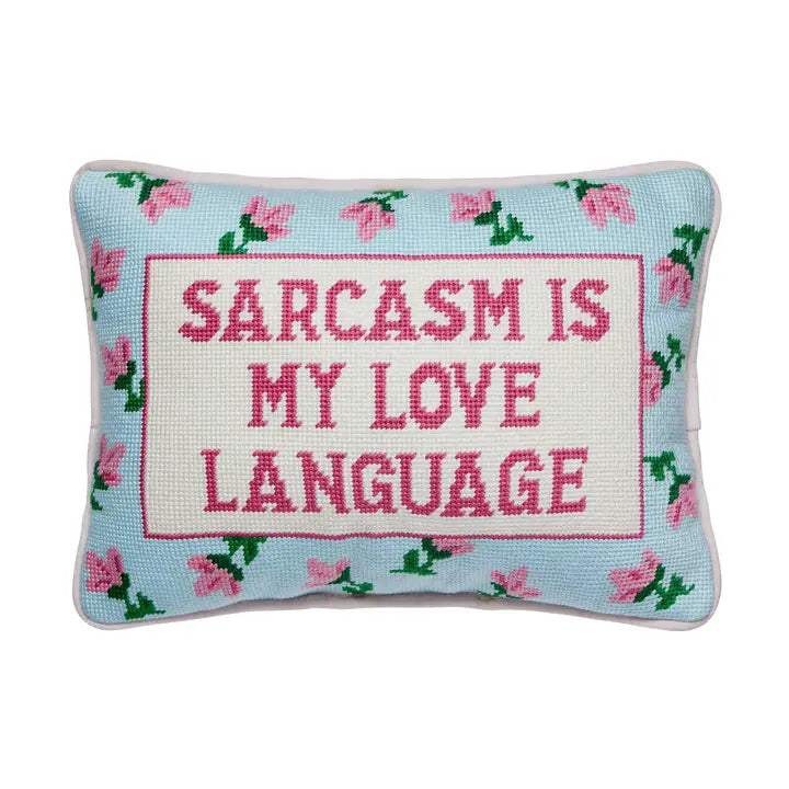 Sarcasm's My Love Embroidered Pillow, view 2