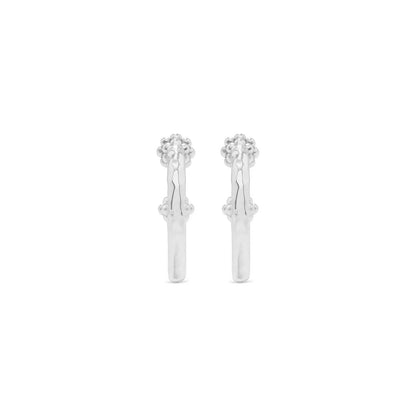 Slice Small Hoop Earrings Silver, view 2