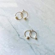 Small Freshwater Pearl Gold Hoops