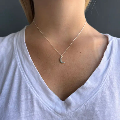 Small Moon Charm Necklace, view 3