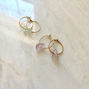 Small Sea Glass Gold Hoops