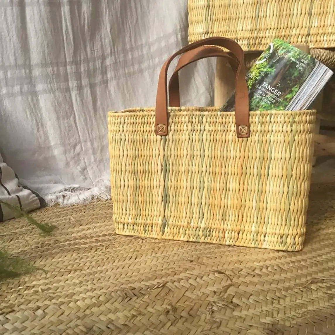 Small Straw Beach Basket Natural