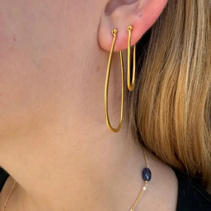 Small Tear Hoop Earrings, view 2