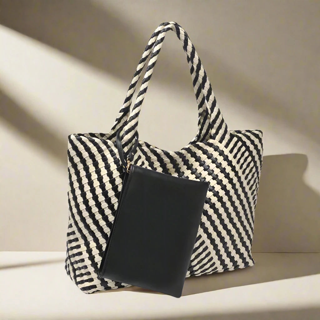 Solana Woven Vegan Leather Tote