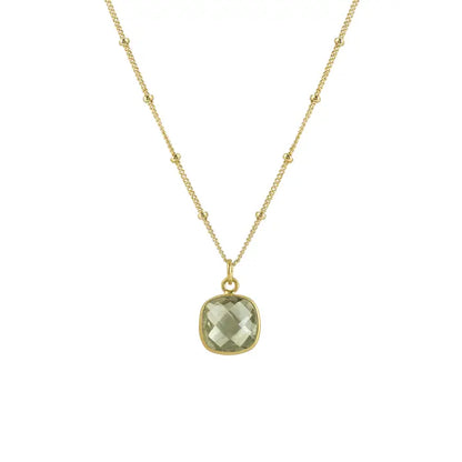 Faceted Green Amethyst Necklace